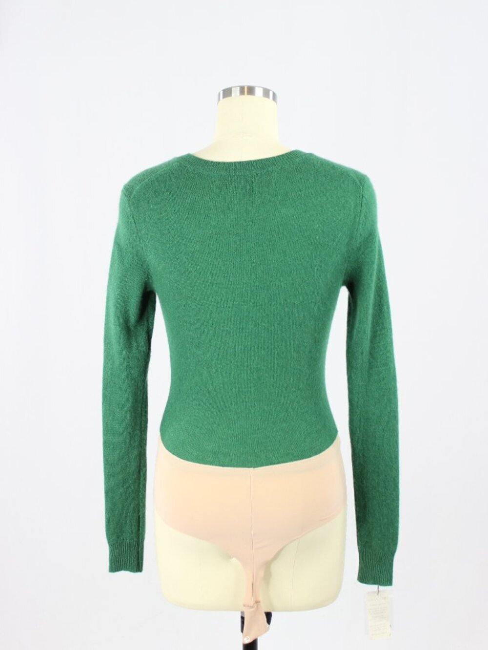 HBC HUDSON'S BAY Green 100% Cashmere Knit V-Neck Sweater Bodysuit, Size XS - Picture 4 of 14